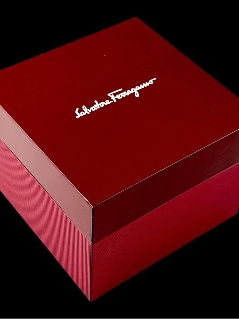 Salvatore Ferragamo Silver Case White Dial Black Leather Strap Watch